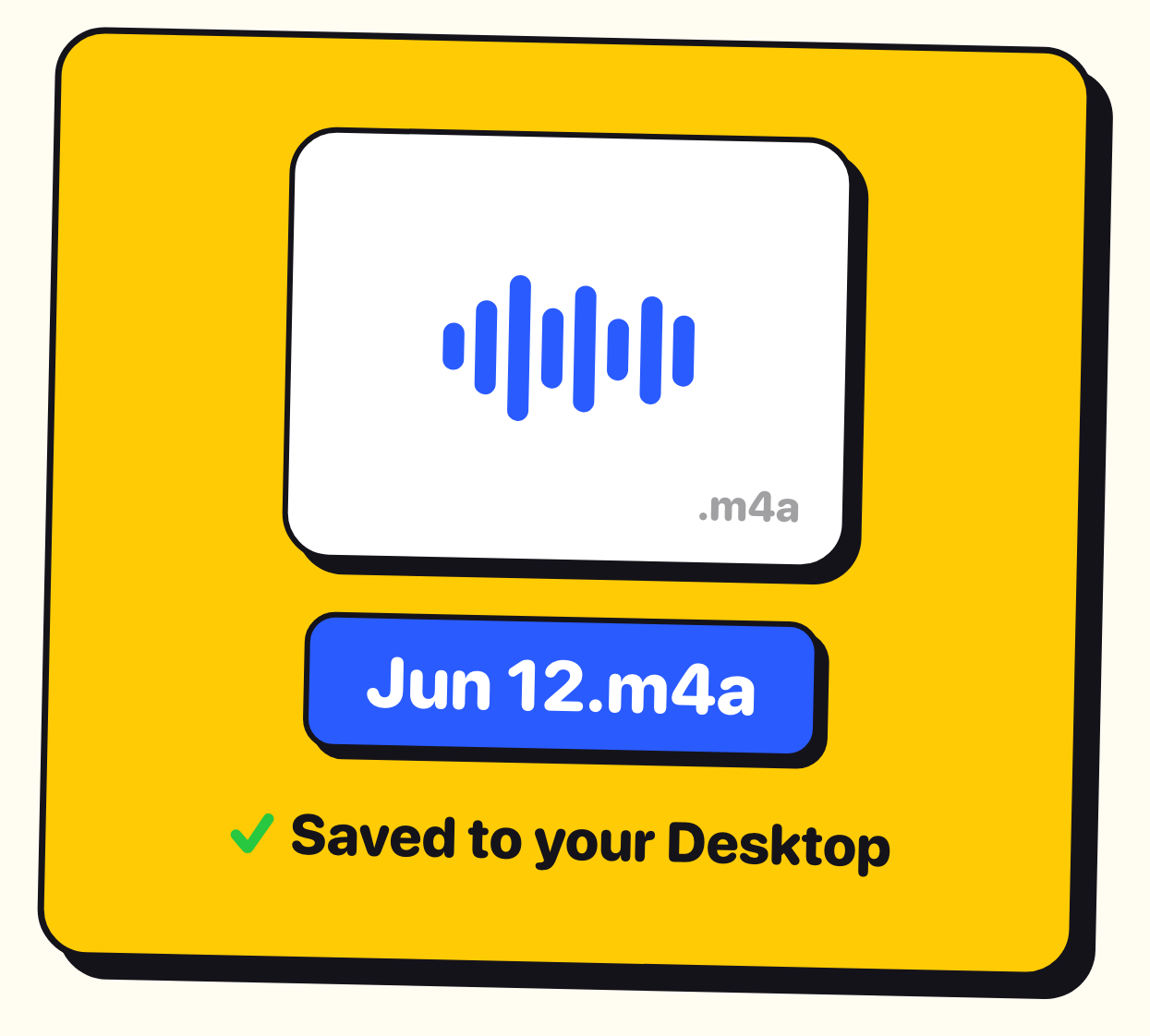 A saved recording file named 'Jun 12.m4a' on the Desktop